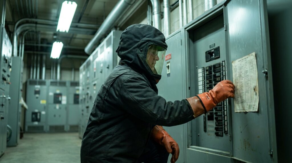 Open panel with a legible, up-to-date circuit directory on the door, representing NEC 408.4(A) panel schedule compliance